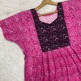 Pure Soft Cotton Vertical Frill Type Feeding Nighty, Free Size, Short Sleeve Sleepwear in Premium Softest Cotton Fabric (Bra Size 34"-40" | 54″-56″ length)
